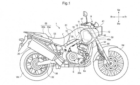 Honda tiết lộ phác thảo mẫu môtô phân khối lớn thể thao kiêm offroad